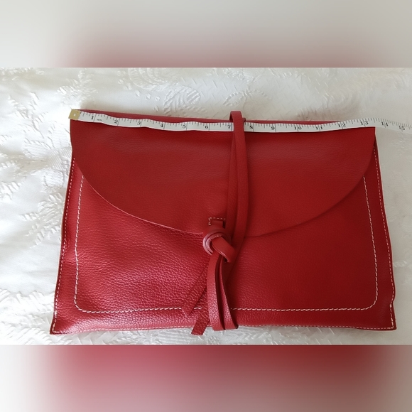 NWOT Zara Basics Red Leather Clutch - Picture 7 of 16
